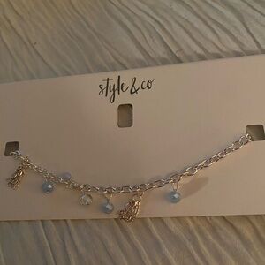 Style & Co. Silver and Blue Charm Bracelet